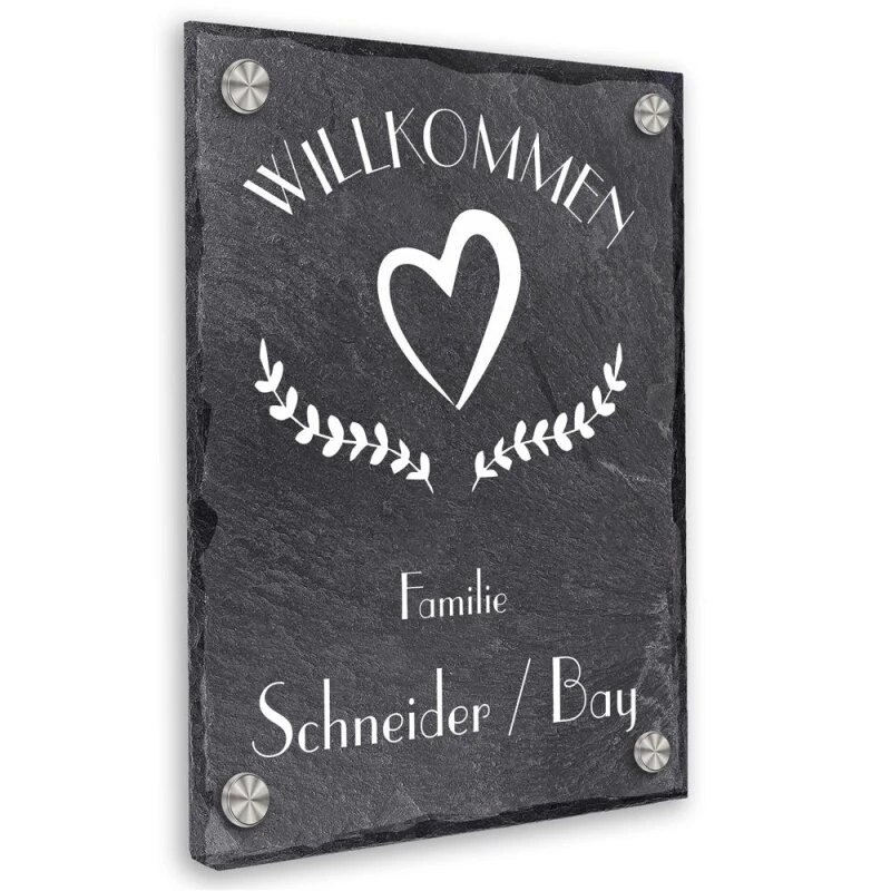 Türschild Aus Natur Schiefer 200x300 Mm Inkl. Beschriftung Willkommen 1 4 Türschild Aus Natur Schiefer 200x300 Mm Inkl. Beschriftung Willkommen 1 – Bild 2