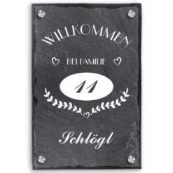 Türschild Aus Natur Schiefer 200x300 Mm Inkl. Beschriftung Willkommen