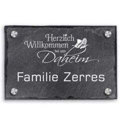 Türschild Aus Natur Schiefer 300x200 Mm Inkl. Beschriftung Daheim