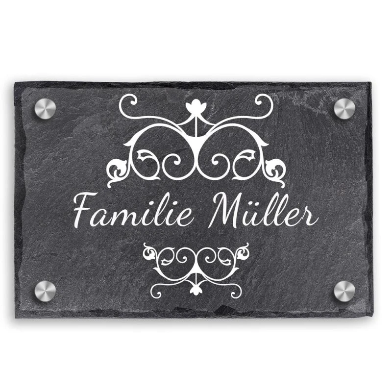 Türschild Aus Natur Schiefer 300x200 Mm Inkl. Beschriftung Girlande 3 Türschild Aus Natur Schiefer 300x200 Mm Inkl. Beschriftung Girlande