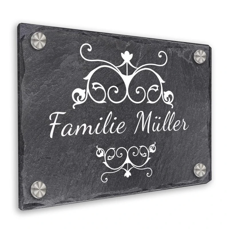 Türschild Aus Natur Schiefer 300x200 Mm Inkl. Beschriftung Girlande 4 Türschild Aus Natur Schiefer 300x200 Mm Inkl. Beschriftung Girlande – Bild 2