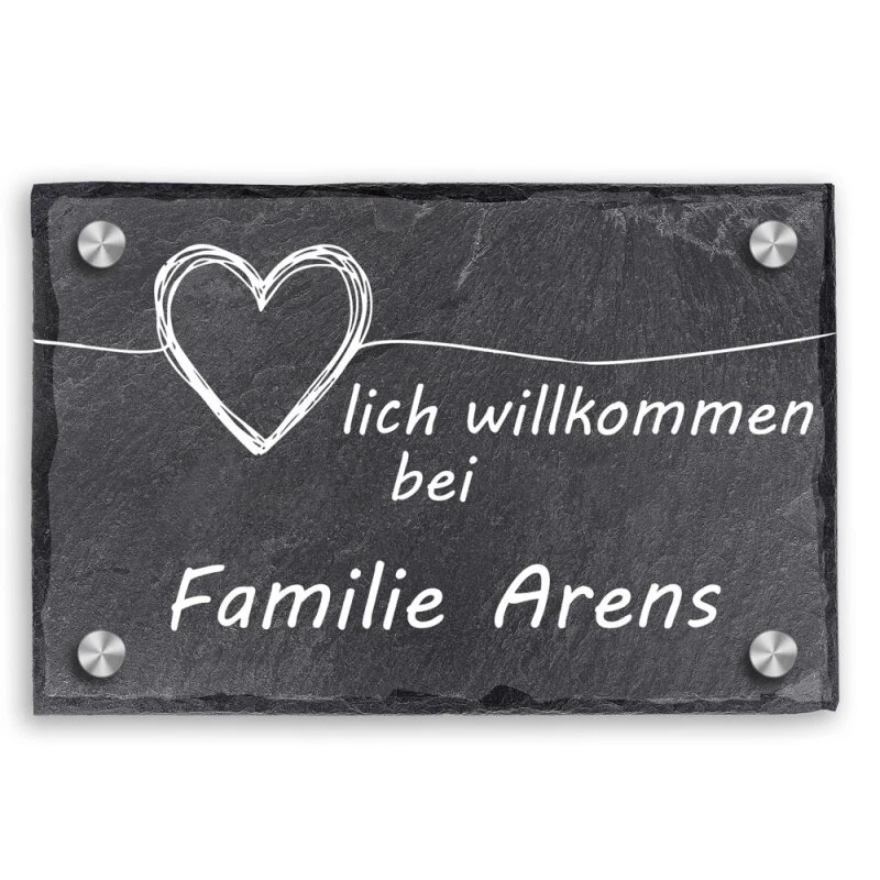 Türschild Aus Natur Schiefer 300x200 Mm Inkl. Beschriftung Herzlich 3 Türschild Aus Natur Schiefer 300x200 Mm Inkl. Beschriftung Herzlich