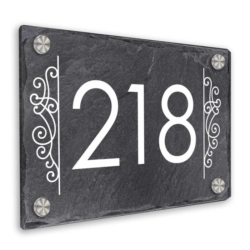 Türschild Aus Natur Schiefer 300x200 Mm Inkl. Beschriftung Ranke 1 4 Türschild Aus Natur Schiefer 300x200 Mm Inkl. Beschriftung Ranke 1 – Bild 2