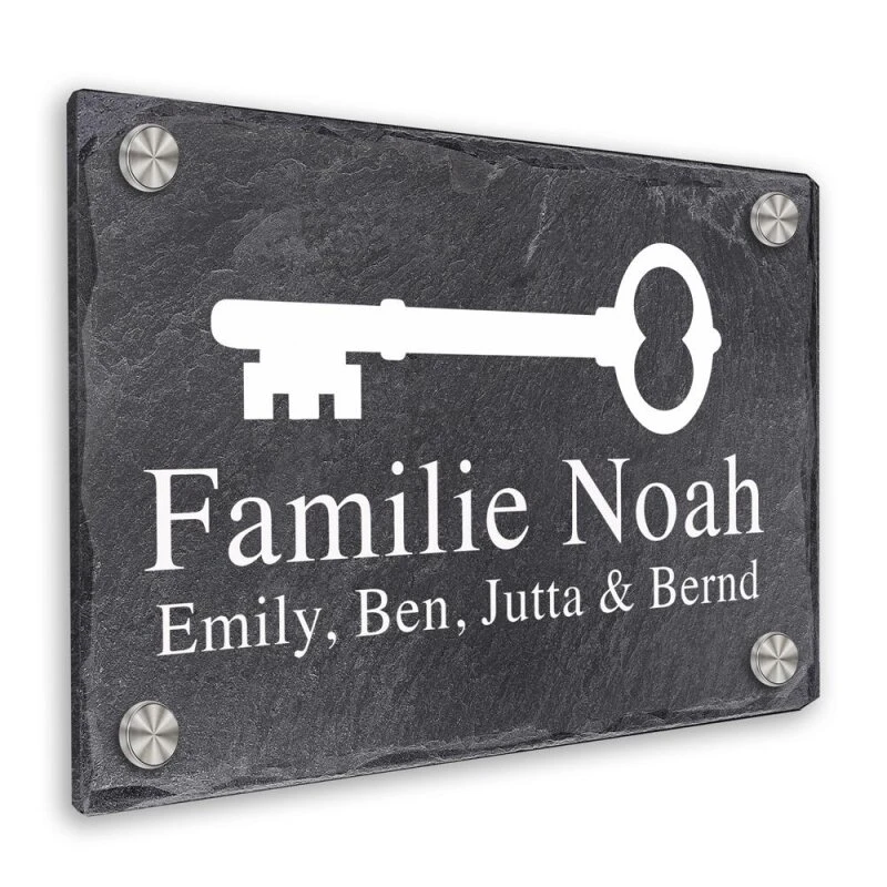 Türschild Aus Natur Schiefer 300x200 Mm Inkl. Beschriftung Schlüssel 4 Türschild Aus Natur Schiefer 300x200 Mm Inkl. Beschriftung Schlüssel – Bild 2