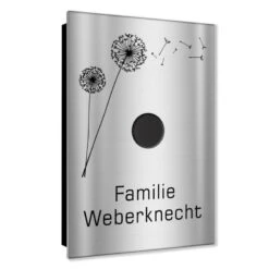 Ultraflache Aufputz Funkklingel Edelstahl 110x160mm Pusteblume RW 400m 52 Melodien