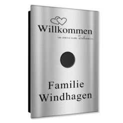 Ultraflache Aufputz Funkklingel Edelstahl 110x160mm RW 400m Willkommen