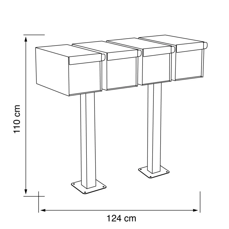 Vierfach Briefkasten Standbriefkasten Square Verschiedene Farben Wählbar 7 Vierfach Briefkasten Standbriefkasten Square Verschiedene Farben Wählbar – Bild 5