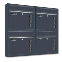 Wandbriefkästen Mit Sichtfenster Beliebig Erweiterbar Bis 50 Kästen In RAL 7016 Feinstruktur Mit Edelstahlblende -Hochwertiger Türklingelladen wandbriefkaesten mit sichtfenster beliebig erweiterbar bis 50 kaesten in ral 7016 feinstruktur mit edelstahlblende3