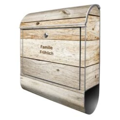 Wandbriefkasten Briefkasten Edelstahl Graues Holz
