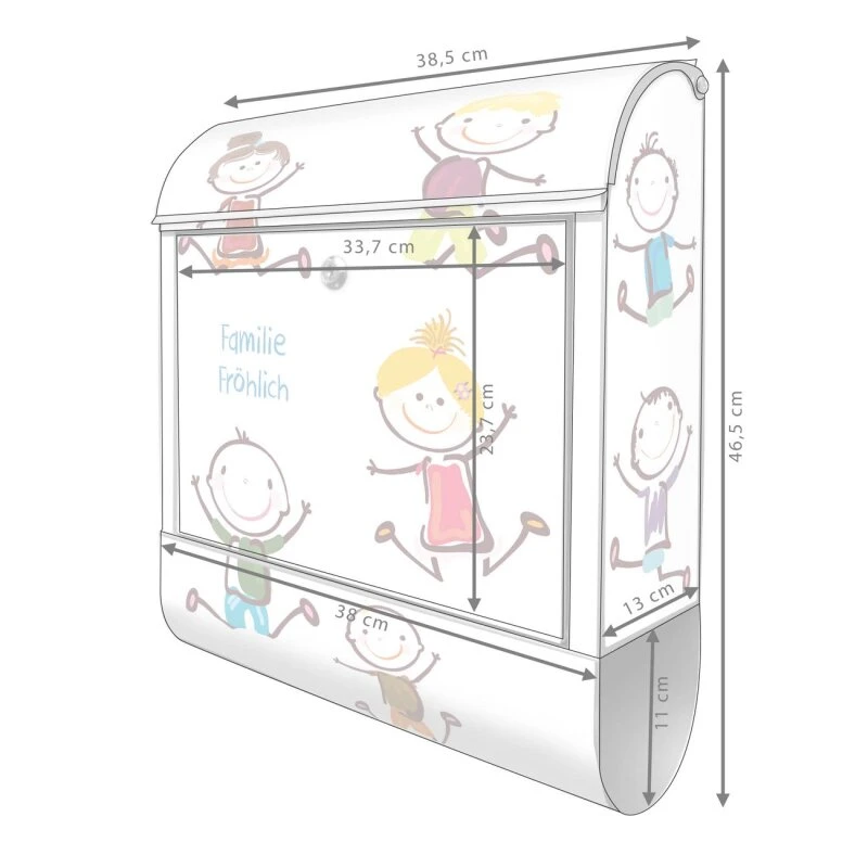 Wandbriefkasten Briefkasten Edelstahl Happy Kids 7 Wandbriefkasten Briefkasten Edelstahl Happy Kids – Bild 5